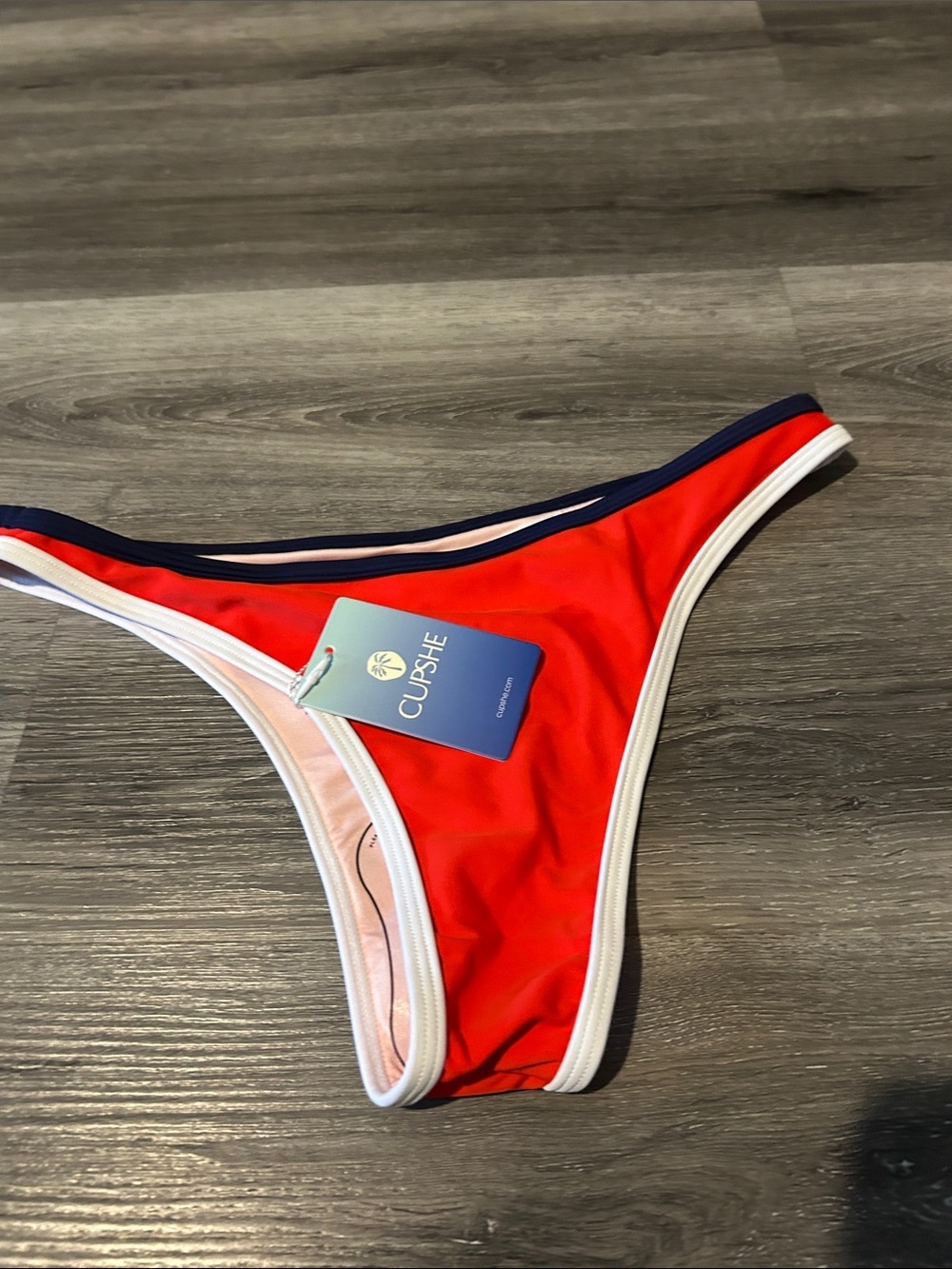 Cupshe Red Bikini Bottom with Navy and White Trim